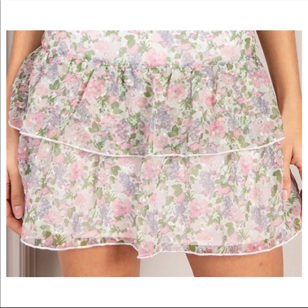 NWT Senlis Floral Ruffled Mini Skirt Size Small